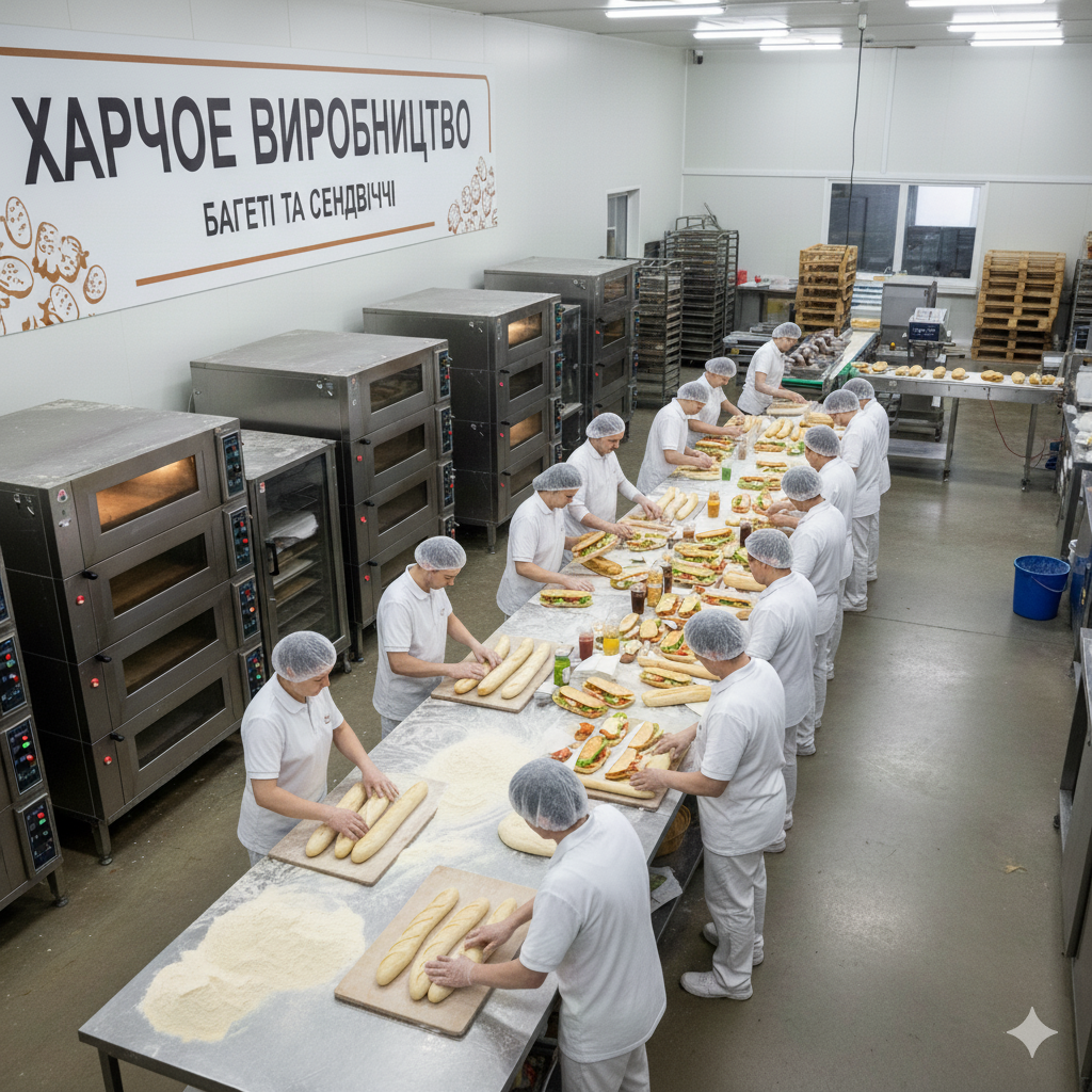 Харчове виробництво з виготовлення багетів та сендвічів